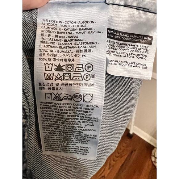 Levi Strauss Co. Trucker Denim Jacket Cropped Long Sleeves Dark Wash Womens M - Picture 5 of 8